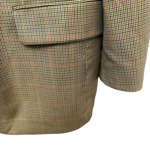 BROOKS BROTHERS Mens Wool Blazer 42R Brown Houndstooth Sport Coat Classic Preppy - Picture 14 of 16